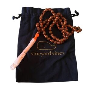 Vineyard Vines Wood Beaded Tassel Necklace with dustbag.